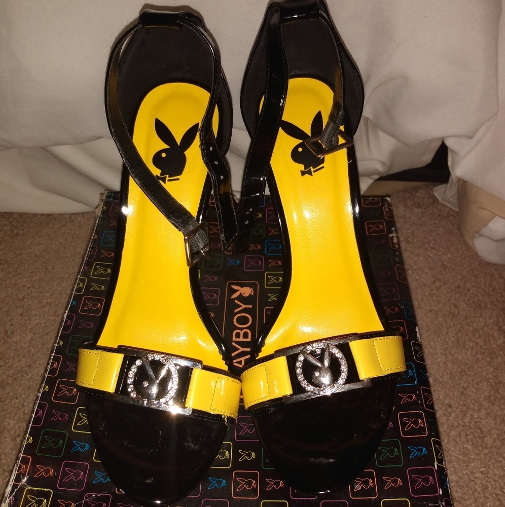 Playboy Heels,  Black and Yellow